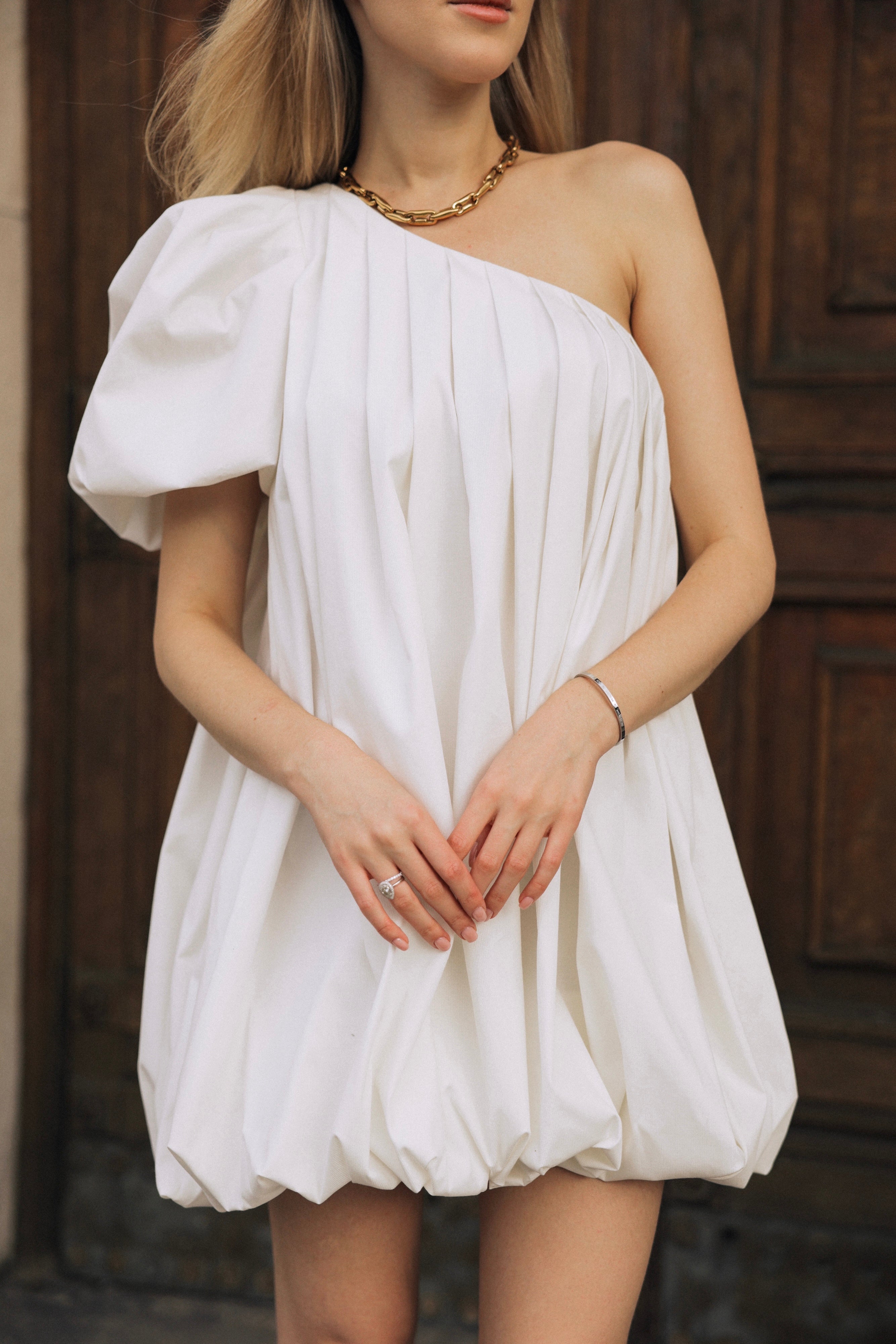 Pavia puff dress - white